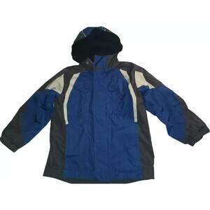 REI Boys Windbreaker Reversible Zipper Hooded Jacket Outdoor Blue Size S B001